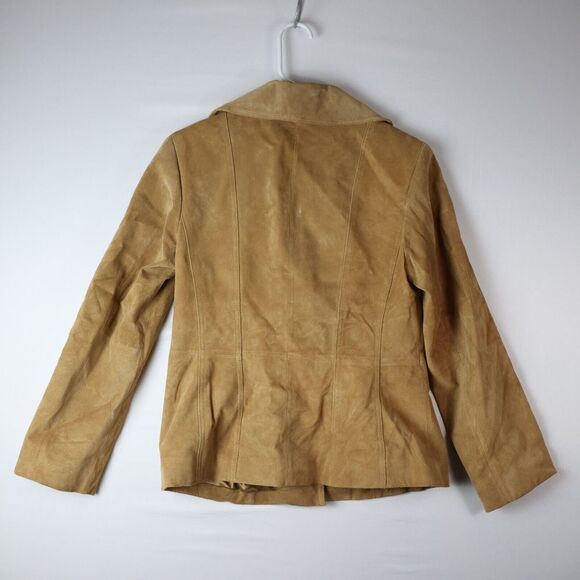 PRESTON& YORK Vtg‎ Women 100% Suede Jacket Blazer XS Lined Button Down Tan Beige - Picture 5 of 12